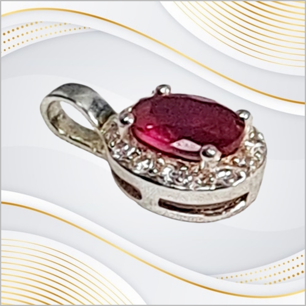 Stauer Italy ~ Sterling Silver Ruby Color CZ Stone Pendant - Picture 2 of 6